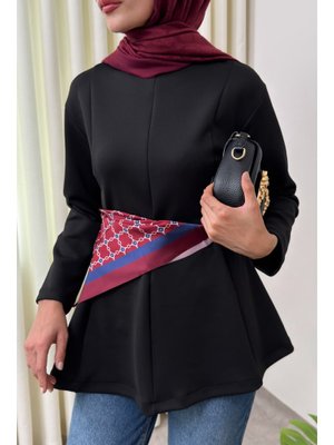 Salih Çelebi Siyah Kemerli Peplum Bluz