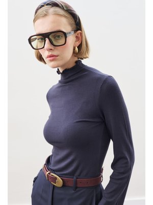 MANUKA Lacivert Balıkçı Yaka Bluz