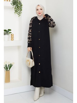 Pamuk Butik Leopar Kol Merserize Triko Hırka