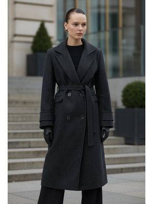 Salih Çelebi Antrasit Cep Kapaklı Kaşe Kaban