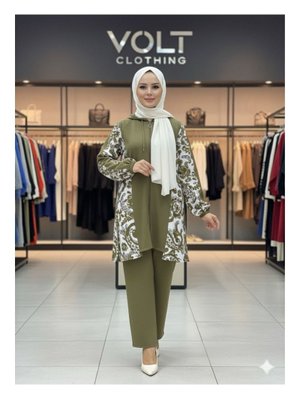 Volt Clothing Haki Ön Detay Desenli İkili Takım