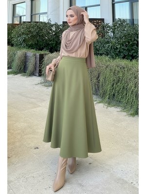 Salih Çelebi Açık Haki Scuba Kloş Etek