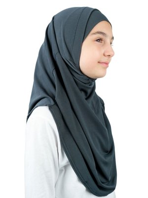 İhvan Pratik Hazır Geçmeli Boneli Çocuk Şal Antrasit