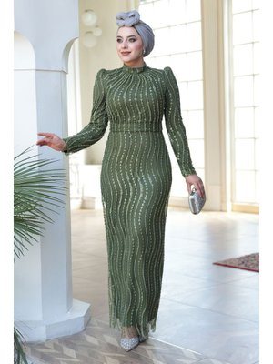 Neva Style Boncuk İşlemeli Haki 4939hk