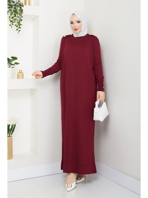 Pamuk Butik Omuzu Apoletli Merserize Triko Elbise Siyah