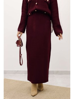 Tesettür Dünyası Mürdüm Triko Etek