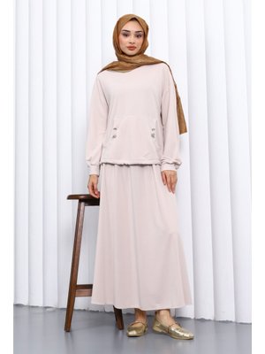 İmaj Butik Taş Cepli Bluz Etekli Takım