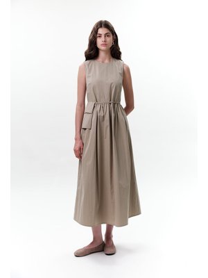 MANUKA Yeşil Kemer Detaylı Kolsuz Elbise