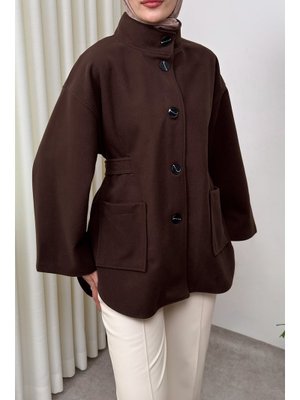 Salih Çelebi Kahverengi Hakim Yaka Kaşe Ceket