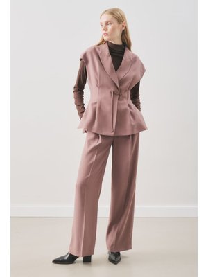 MANUKA Dökümlü Tencel Pileli Pantolon Gülkurusu