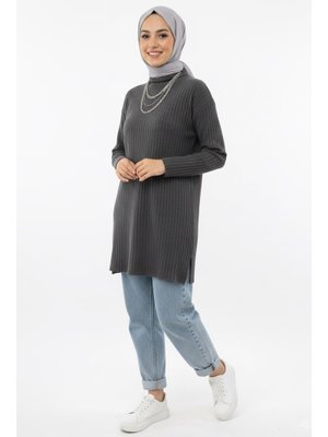 Tofisa Fume Füme İnterlok Yırtmaçlı Tunik