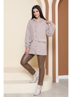 Tofisa Bej Çift Cepli Bileği Lastikli Kaşe Mont