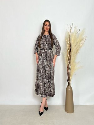 De White`s Siyah Büyük Beden Yandan Yırtmaçlı Kemerli Elbise