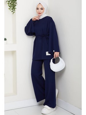 Bestenur Lacivert İpli Arma Detay Oysho İkili Takım
