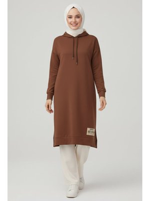 Tofisa Kahve Armalı Vortex Yırtmaçlı Tunik