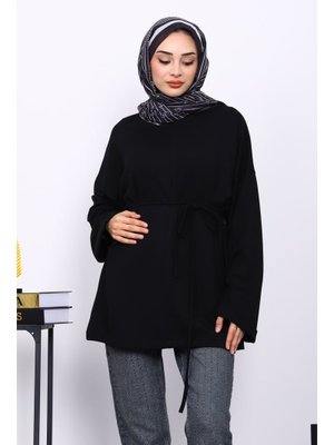 İmaj Butik Siyah Duble Kol Modal Tunik
