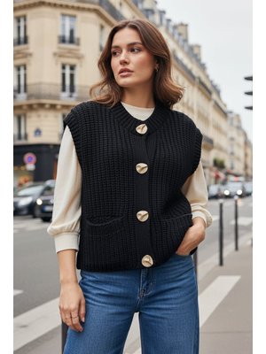 Salih Çelebi Siyah Premium Triko Yelek