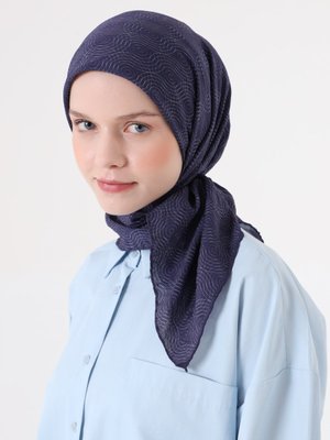 Miray Lacivert Fort Eşarp Halka Desen