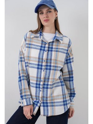 Bigdart Ekose Desen Oversize Oduncu Gömlek A.ekru