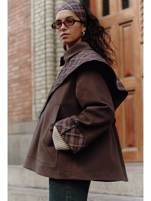MANUKA Kahverengi Greta Şal Detaylı Parka Ceket