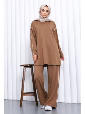 İmaj Butik Vizon Biyeli Tunik Pantolonlu Modal Takım