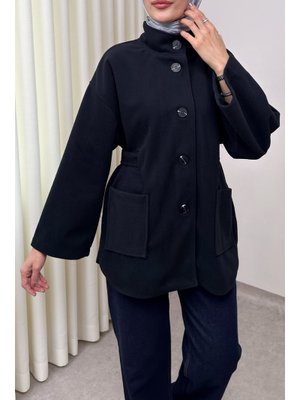 Salih Çelebi Lacivert Hakim Yaka Kaşe Ceket