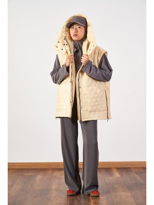 Mevra Geniş Kalıp Kapitone Şişme Yelek Butter Yellow