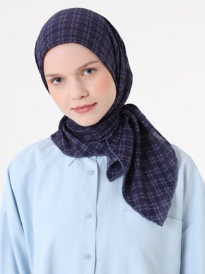 Miray Lacivert Fort Eşarp Kutu Desen