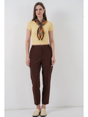 Bigdart Kahverengi Beli Lastikli Kumaş Pantolon