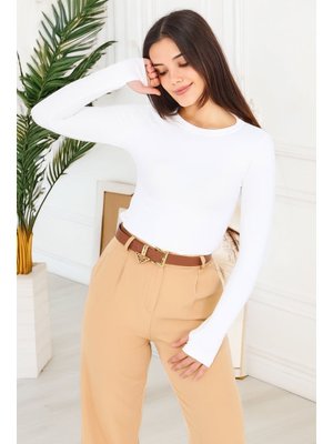 Tofisa Beyaz Parmak Geçmeli Modal Bady