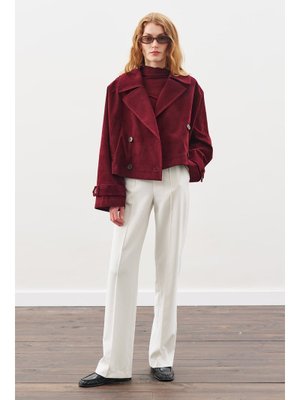 MANUKA Bordo Süet Trenç Ceket