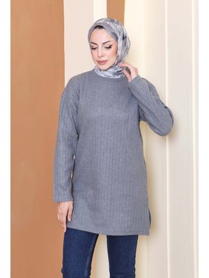 Tofisa Fume Füme İnterlok Yırtmaçlı Tunik