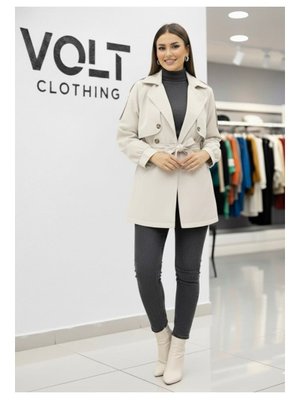 Volt Clothing Ekru Apoletli Rüzgarlıklı Trençkot
