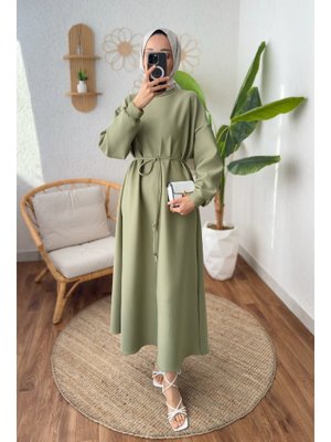 Salih Çelebi Açık Haki Elegance Scuba Elbise