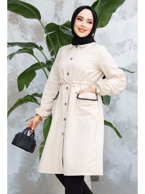 Neva Style Düğmeli Bej Kap 91781bej