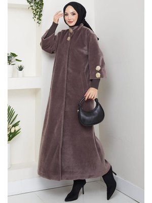 Hafsa Mina Vizon Gold Düğmeli Tam Boy Kaban