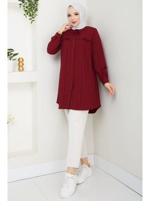 Pamuk Butik Yaka Detaylı Fırfırlı Robalı Gömlek