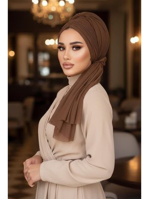 AİŞE TESETTÜR Karamel Tokalı Abiye Bone Şal
