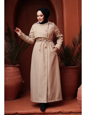 Neva Style Düğmeli Bej Trençkot 62231bej