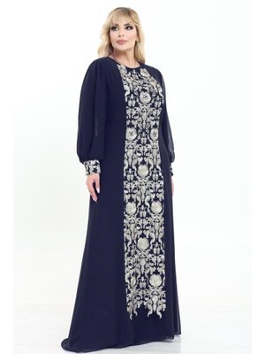 Ladies First Büyük Beden Lacivert Uzun Abiye Elbise