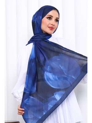 İmaj Butik Lacivert Desenli Soft Dijital Şal