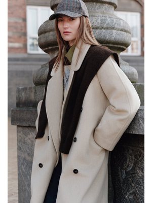 MANUKA Kruvaze Yün Palto Adaçayı