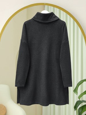 Podyumplus Antrasit Balıkçı Yaka Yırtmaçlı Selanik Tunik