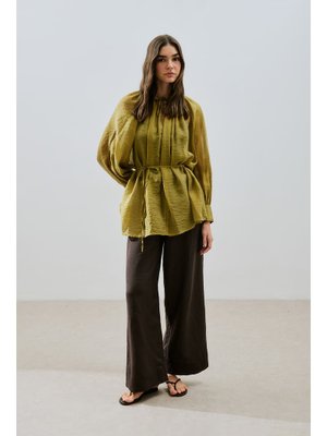 MANUKA Sarı Geniş Manşetli Kuşaklı Tunik