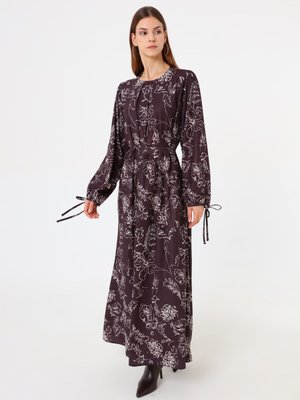 Refka Desenli Kolları Bağcık Detaylı Elbise