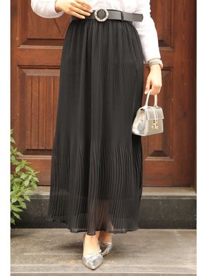 Neva Style Pileli Siyah Etek 20381s