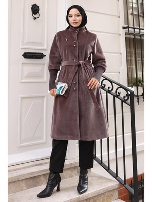 MISSVALLE Kahverengi Broş Detaylı Kaban