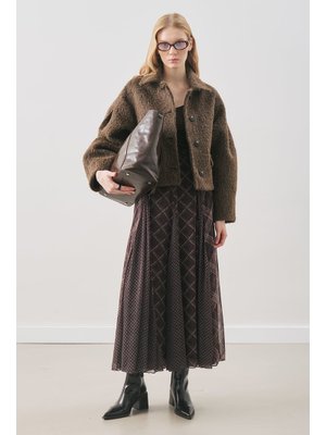 MANUKA Kahverengi Boucle Kısa Kaban