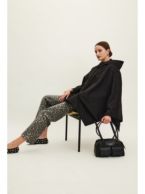 MANUKA Siyah Çanta Detaylı Pelerin Trençkot