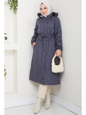 Hafsa Mina Füme Allerli İçi Kürklü Bondit Mont